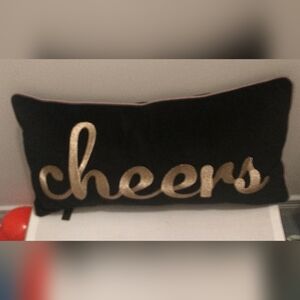 Cheers Black and Gold Decorative Cushion